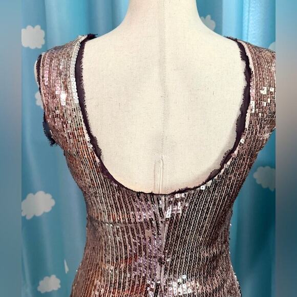 Boston Proper rose gold sequin mini dress w ruching. 2 - Picture 13 of 14